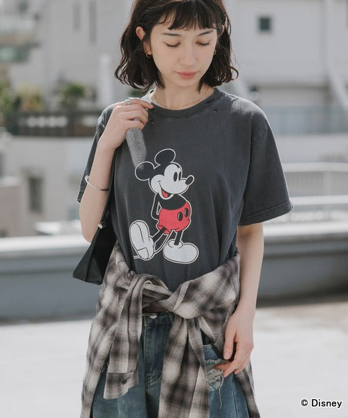 GOOD ROCK SPEED/グッドロックスピード/ MickeyMouse / Disney / ダメ―ジクルーネックTシャツ 26FDS001W