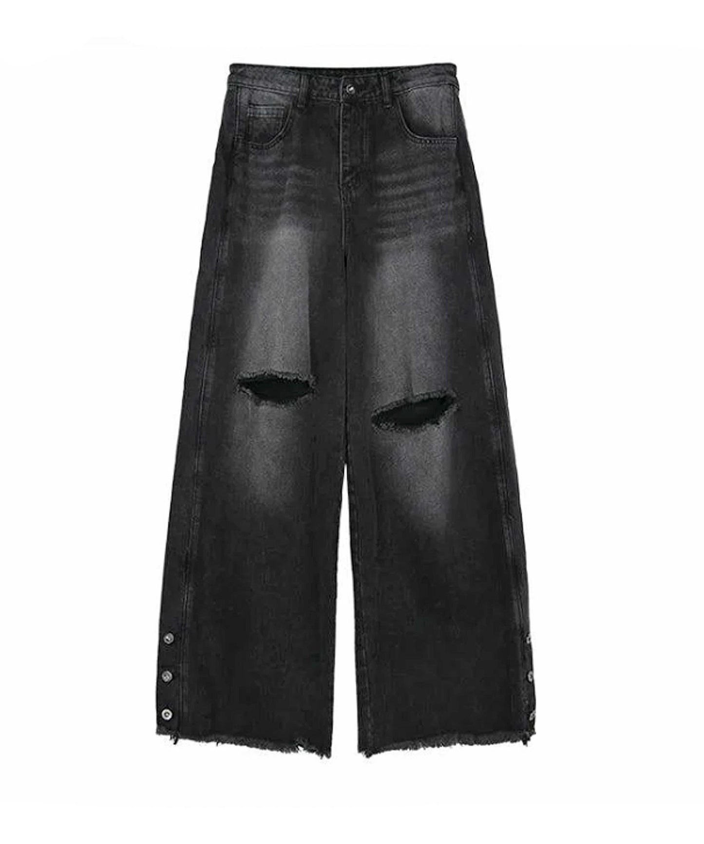 Theater code / side button damage denim pants
