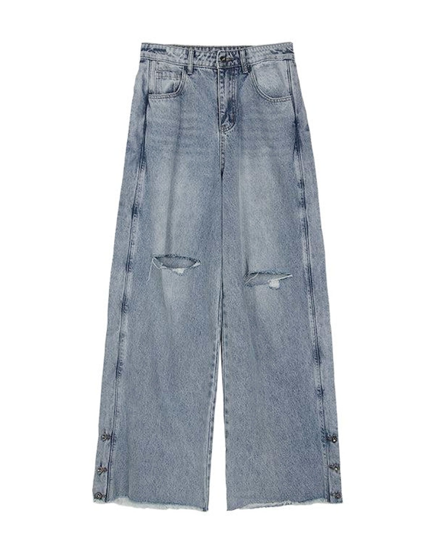 Theater code / side button damage denim pants