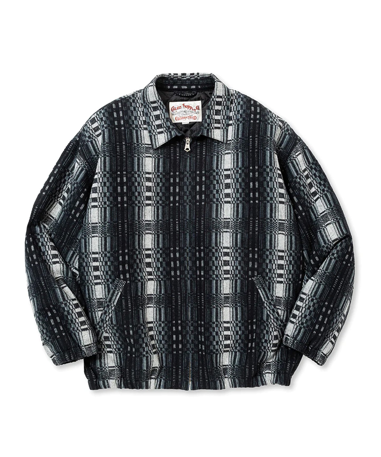 CALEE / O/S DOBBY CHECK HARRINGTON TYPE JACKET