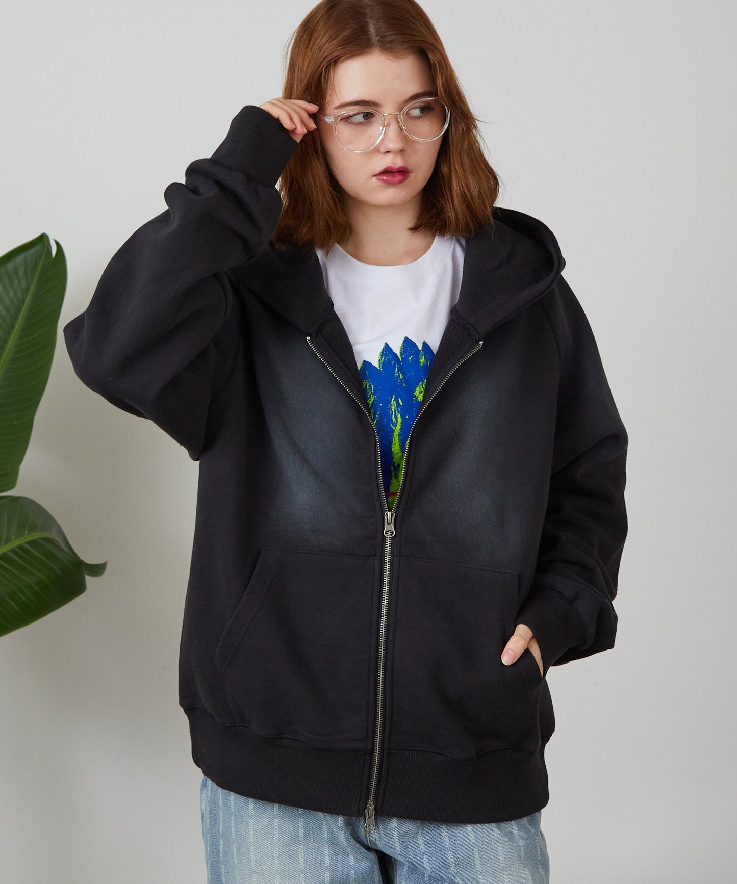 FREE MAX×Hyoma Wash Zip Hoodie