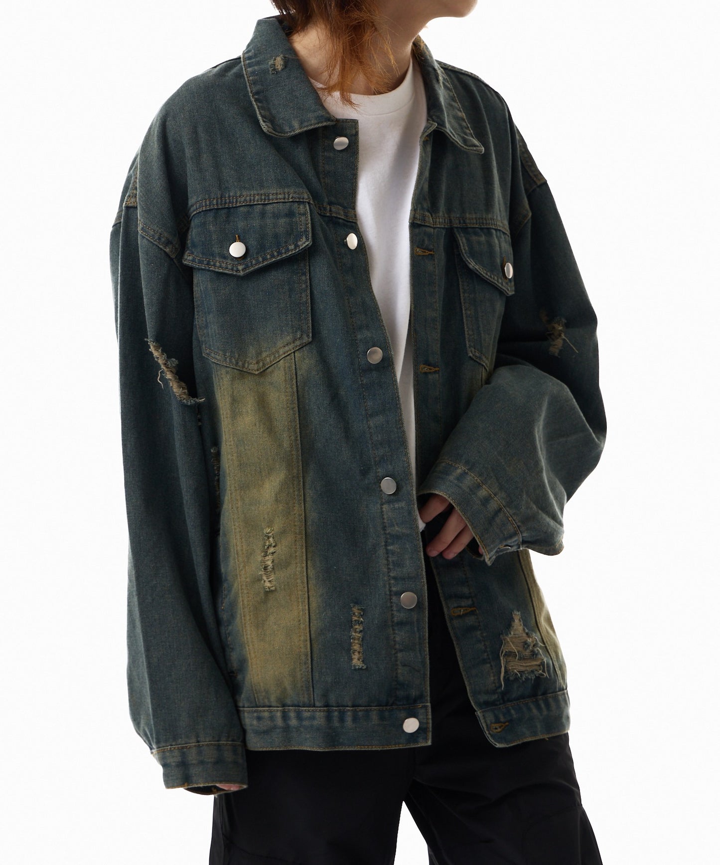 Theater code / vintage make damage denim jacket ヴィンテージライク ダメージデニムジャケット