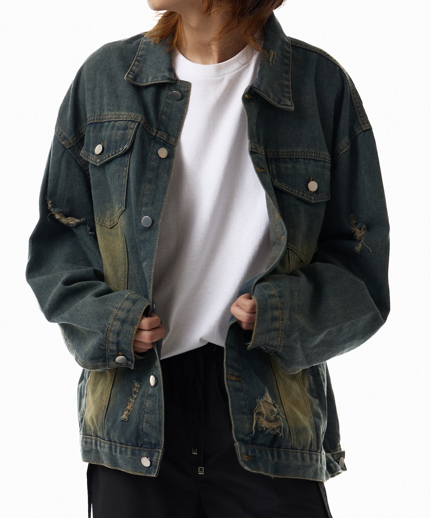 Theater code / vintage make damage denim jacket ヴィンテージライク ダメージデニムジャケット
