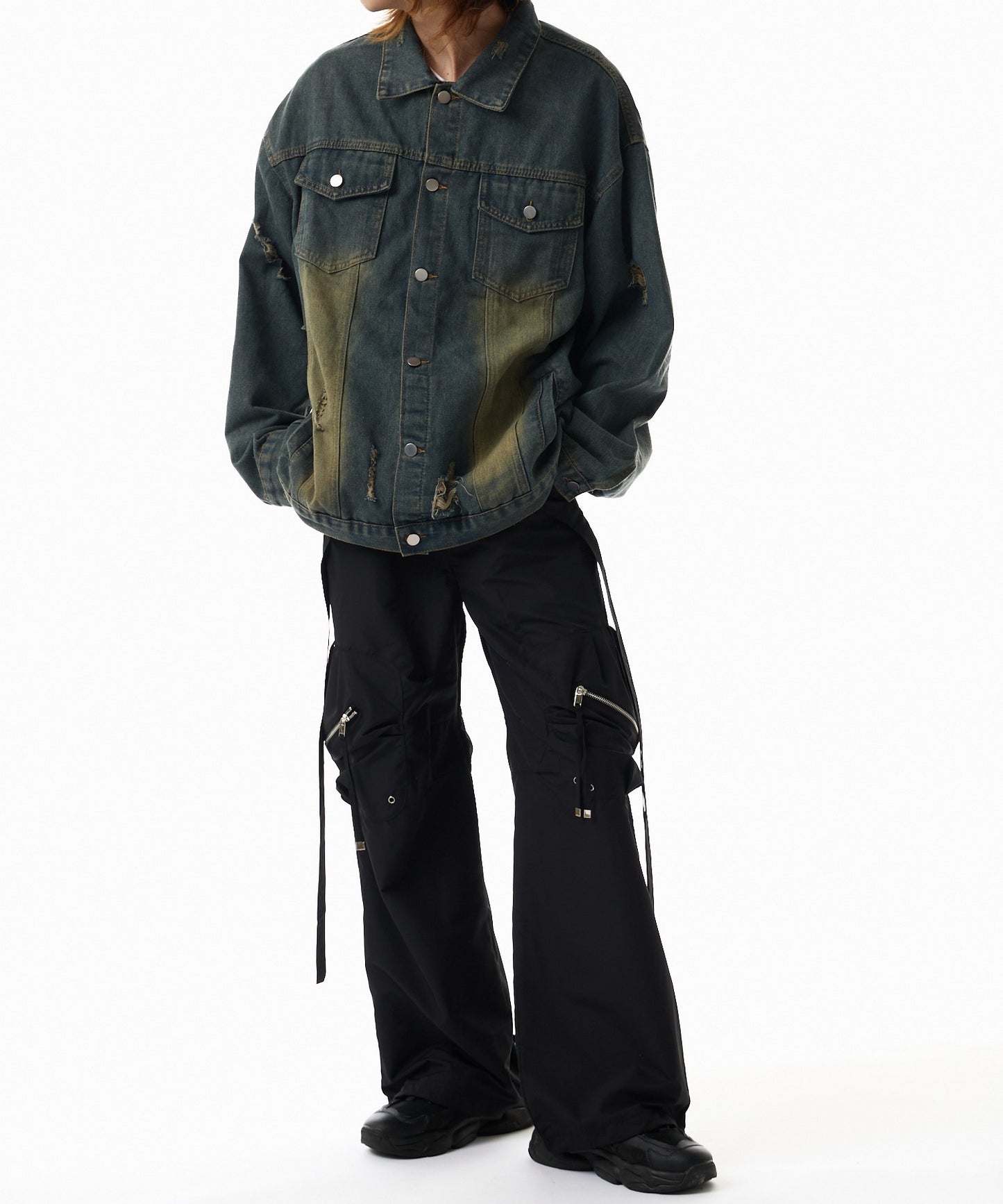 Theater code / vintage make damage denim jacket ヴィンテージライク ダメージデニムジャケット