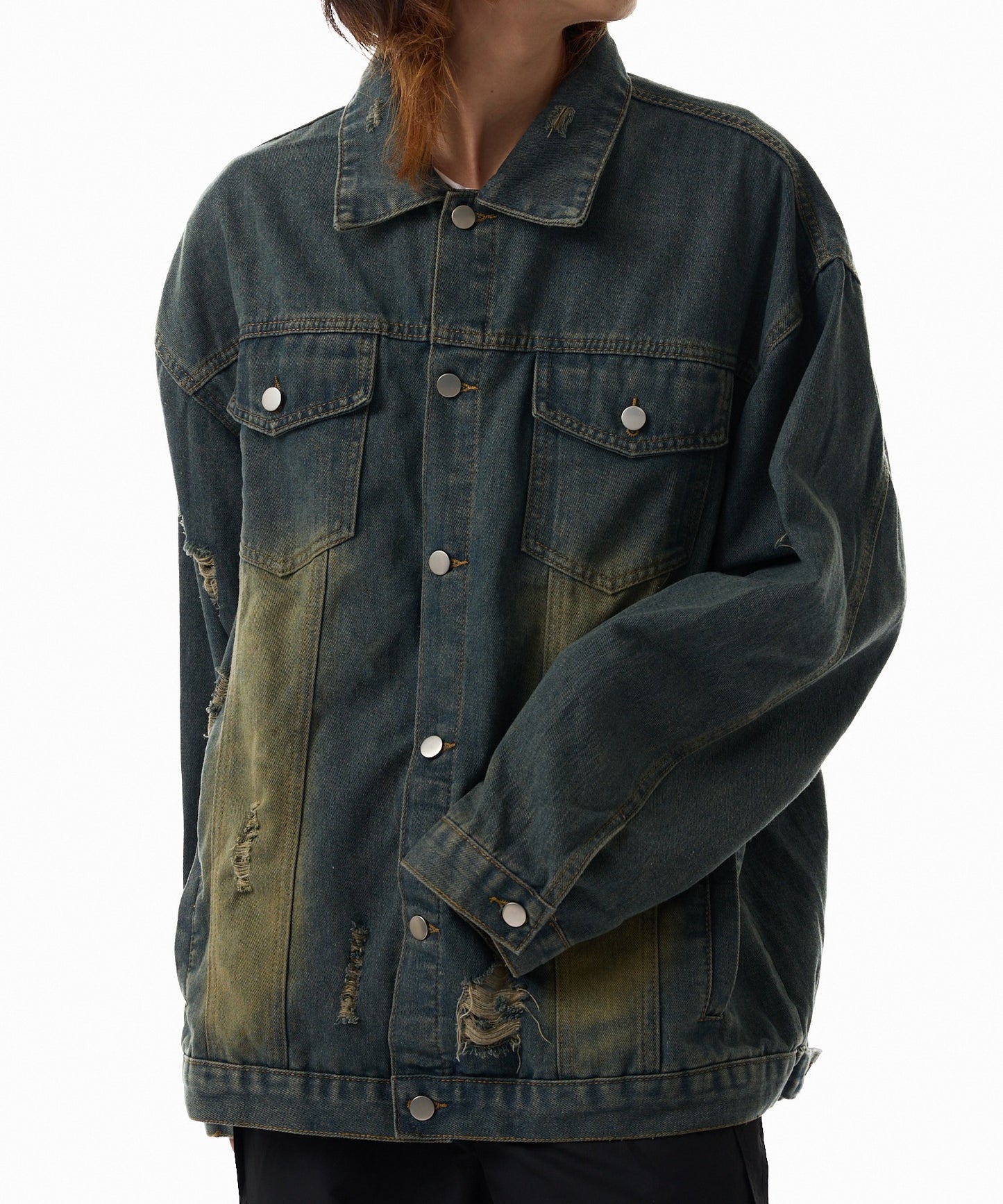 Theater code / vintage make damage denim jacket ヴィンテージライク ダメージデニムジャケット