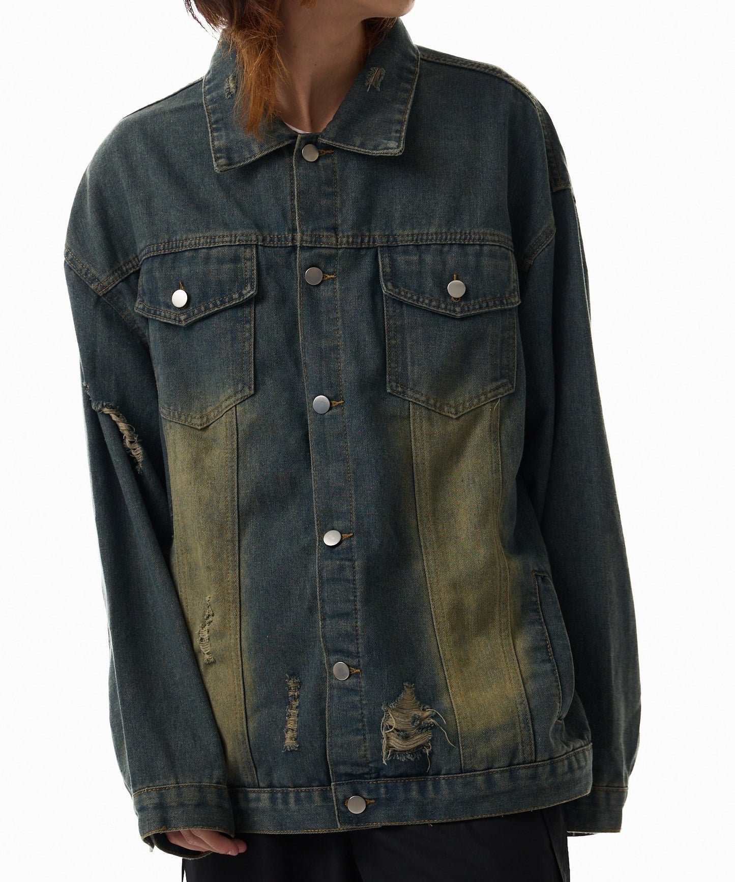 Theater code / vintage make damage denim jacket ヴィンテージライク ダメージデニムジャケット