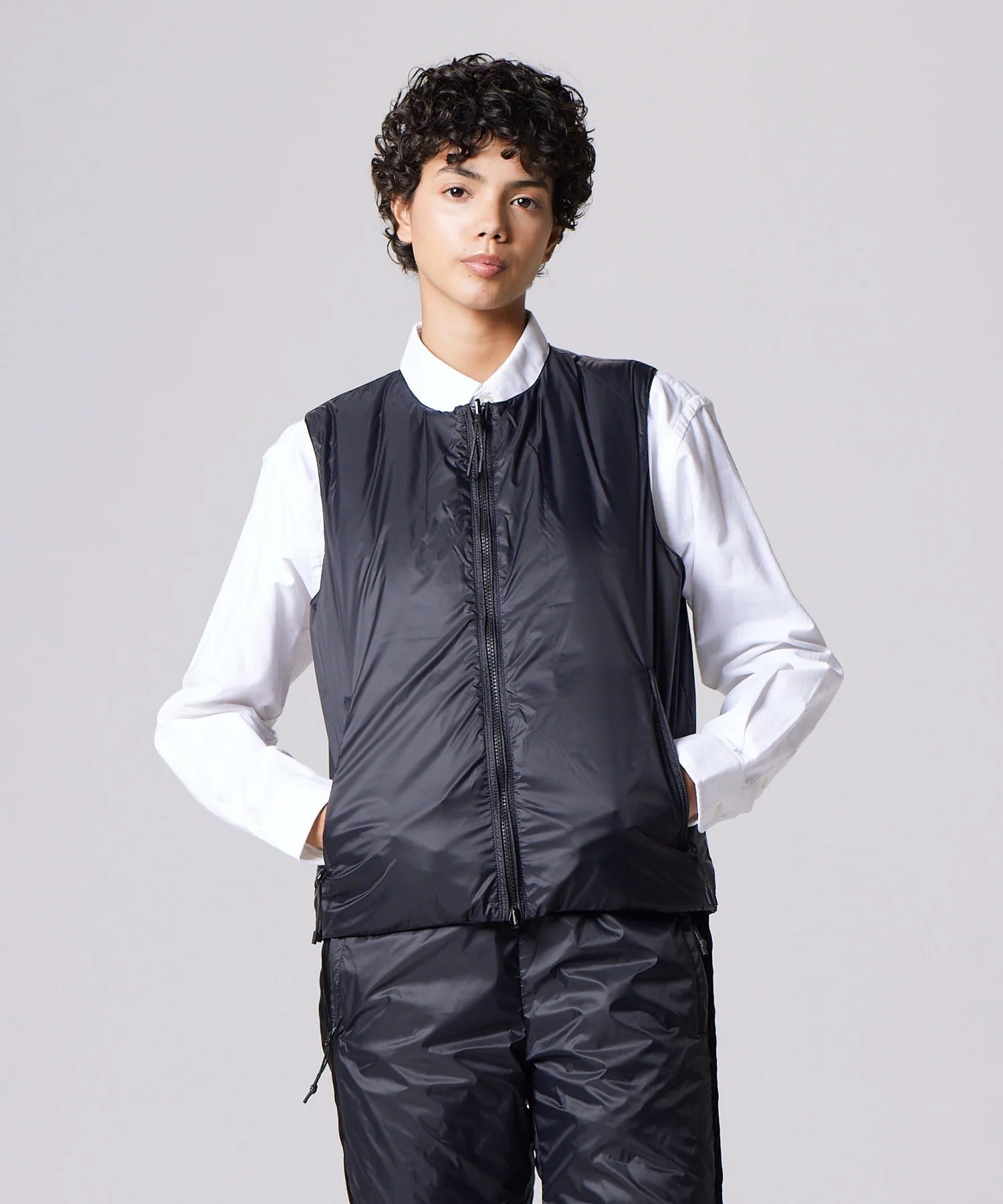 ジャケット・アウター TAION REVERSIBLE CHINA INNER DOWN VEST フレディエミュ fredy emue 【TAION】REVERSIBLE CHINA BUTTON INNER