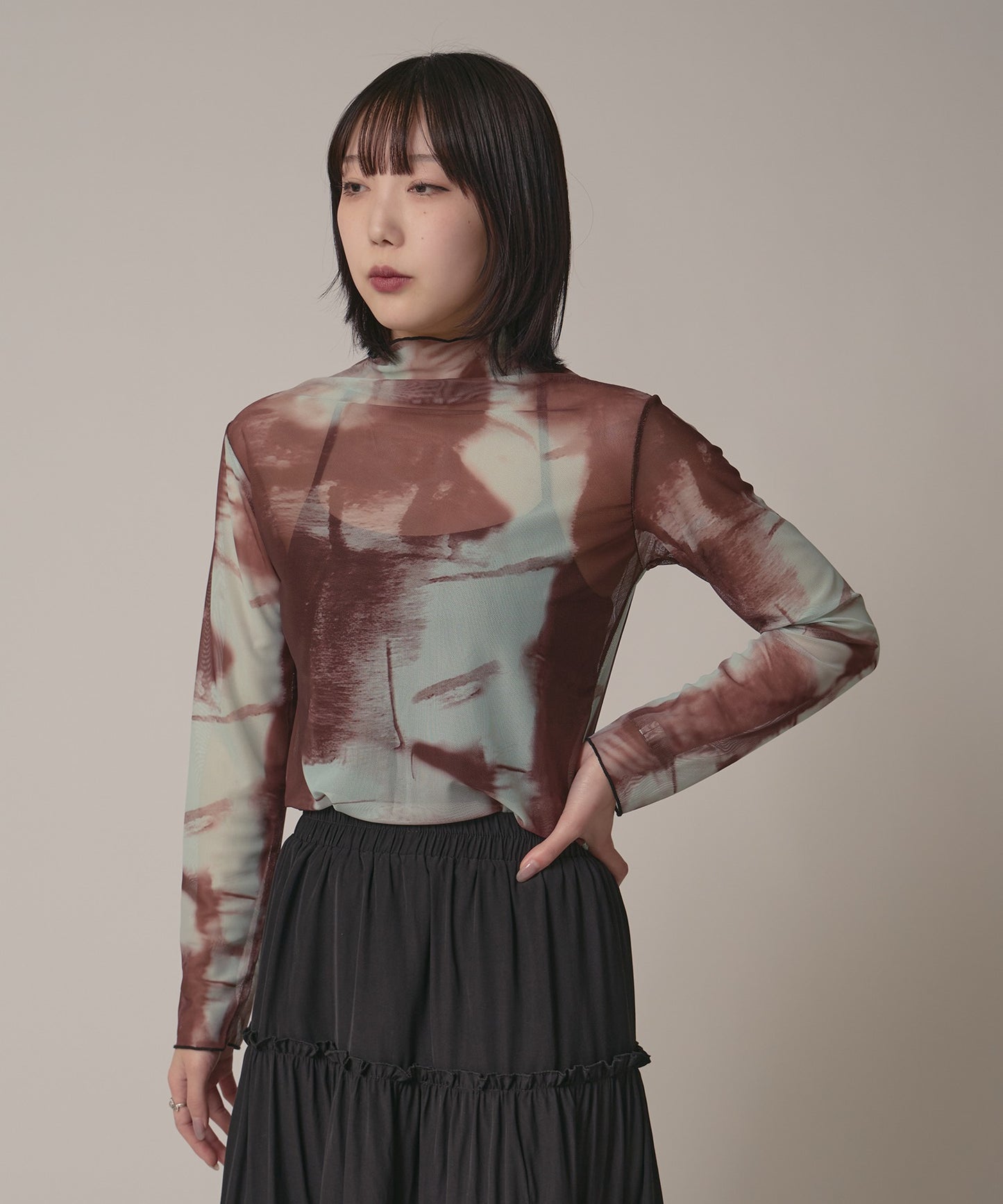 AO.2 / Marble Print Sheer Tops