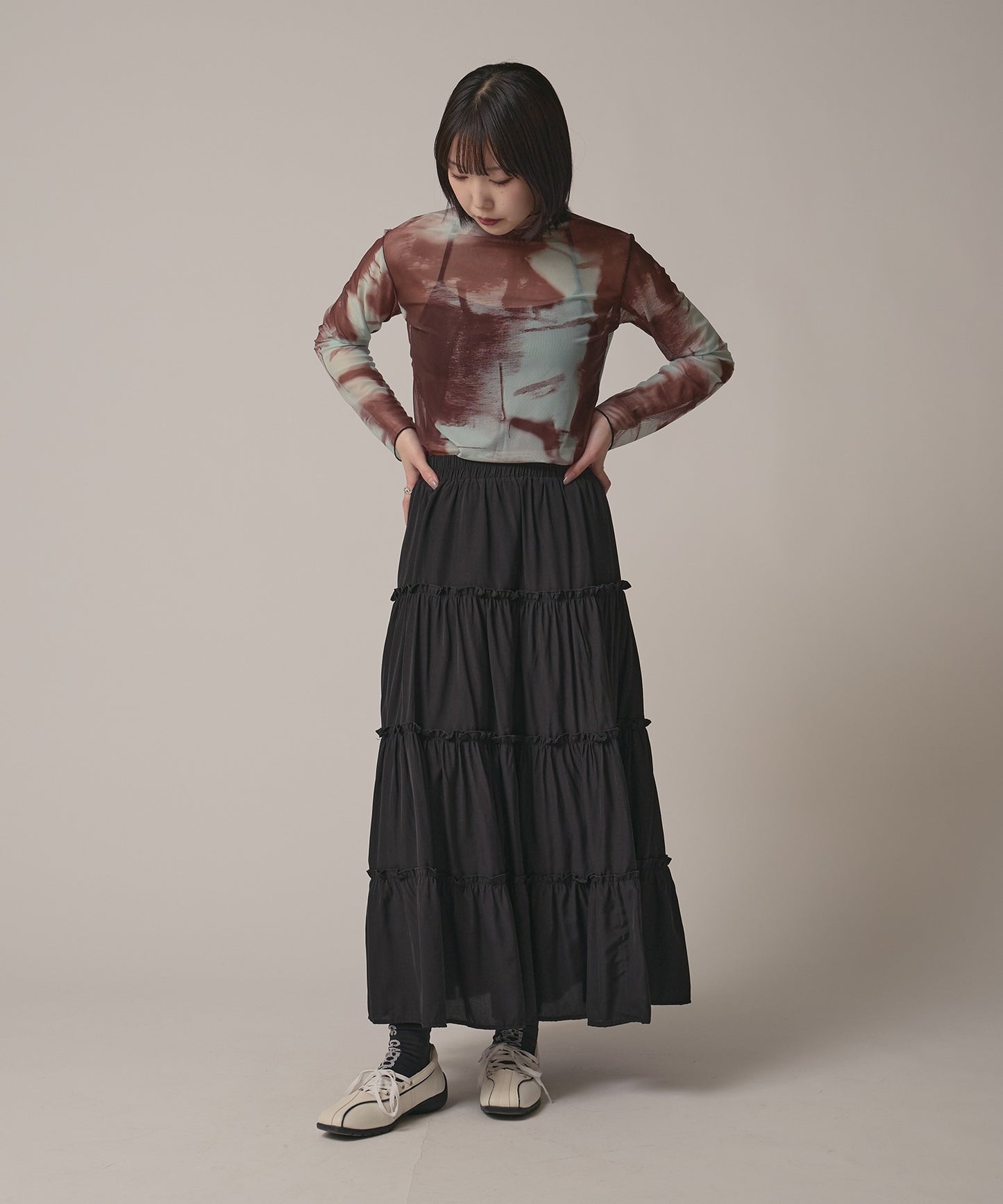 AO.2 / Marble Print Sheer Tops