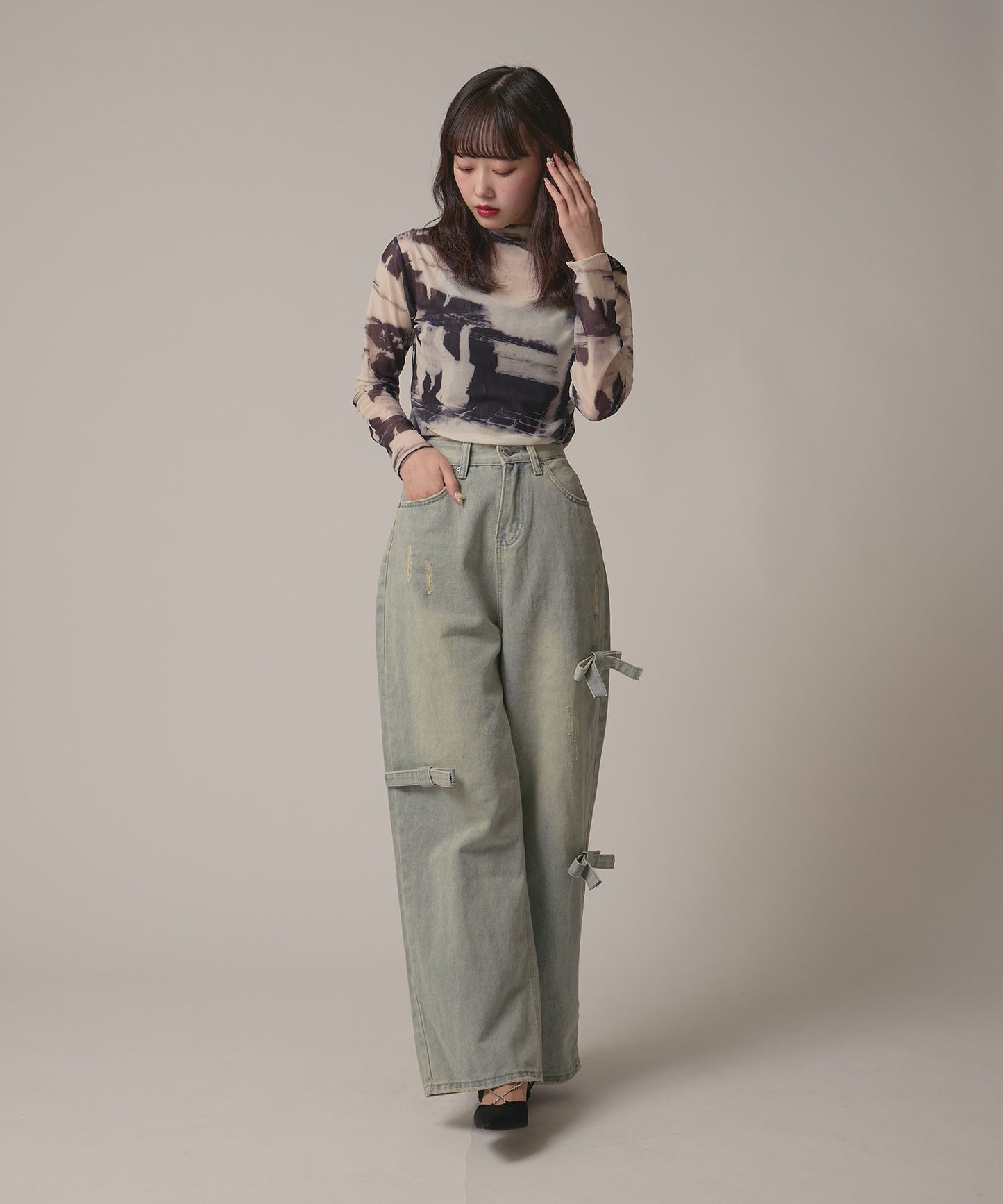 AO.2 / Marble Print Sheer Tops