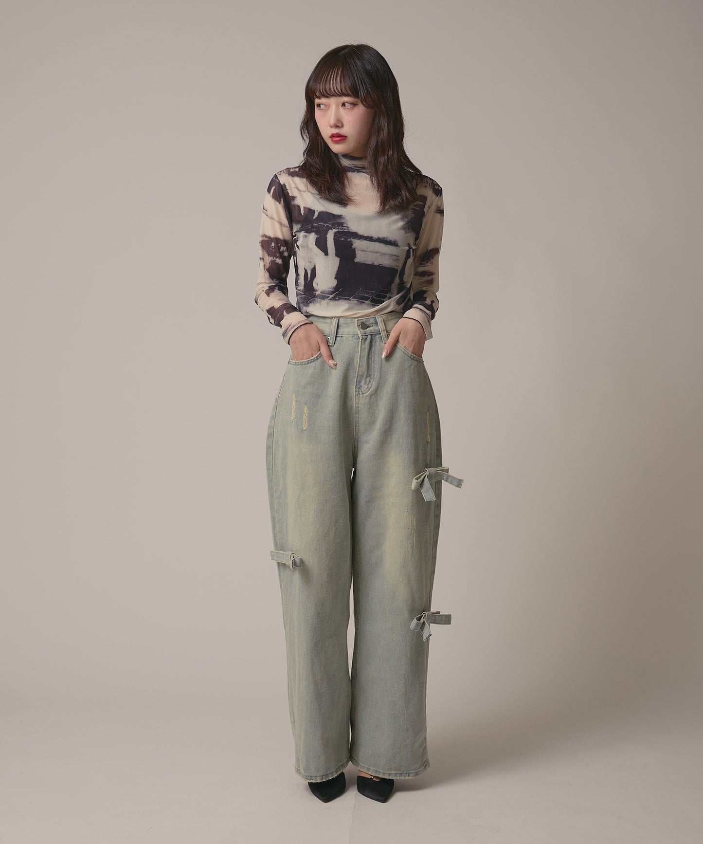AO.2 / Marble Print Sheer Tops
