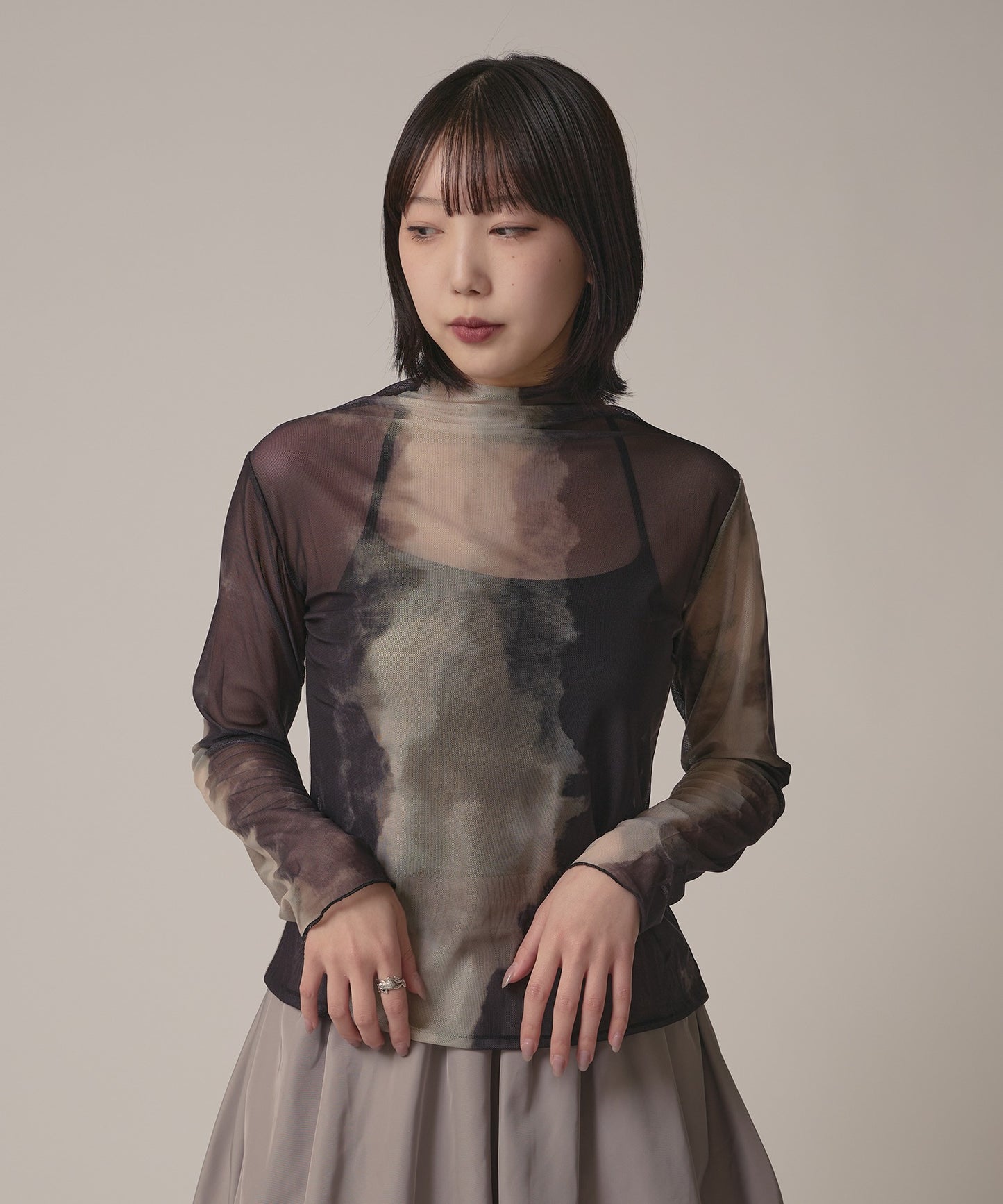 AO.2 / Marble Print Sheer Tops