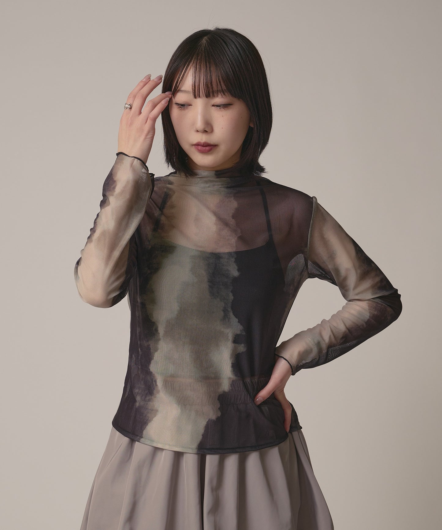 AO.2 / Marble Print Sheer Tops