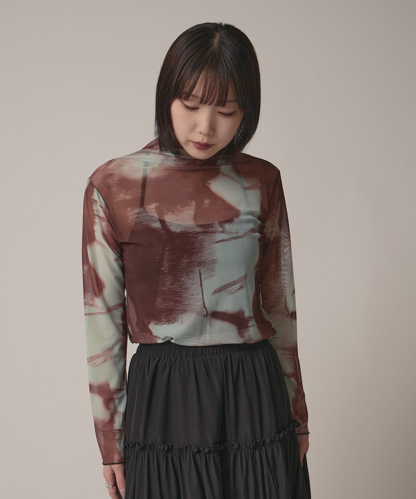 AO.2 / Marble Print Sheer Tops