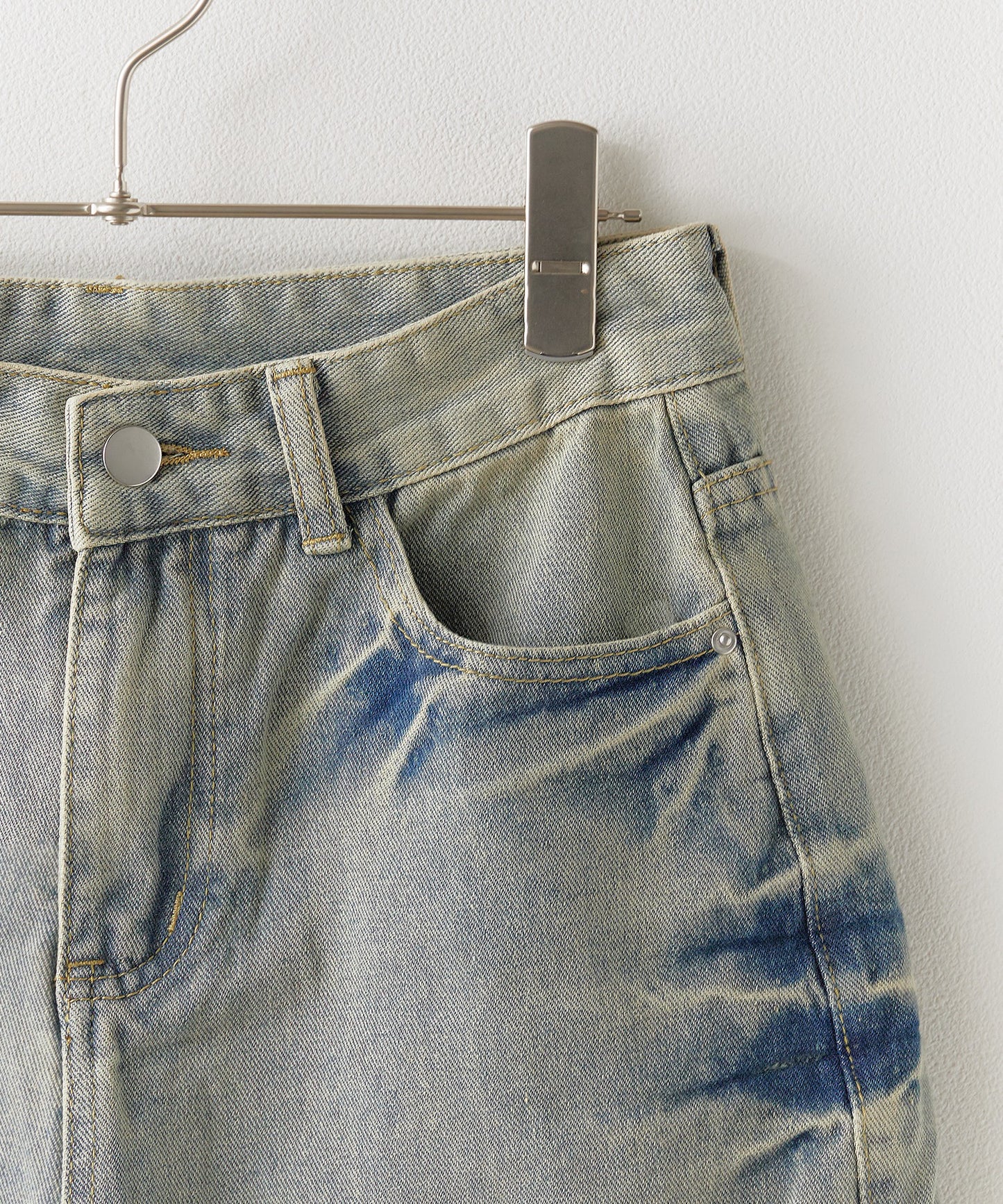 Chick / Damage Denim Half Pants ヴィンテージデニム風 ダメージ加工パンツ