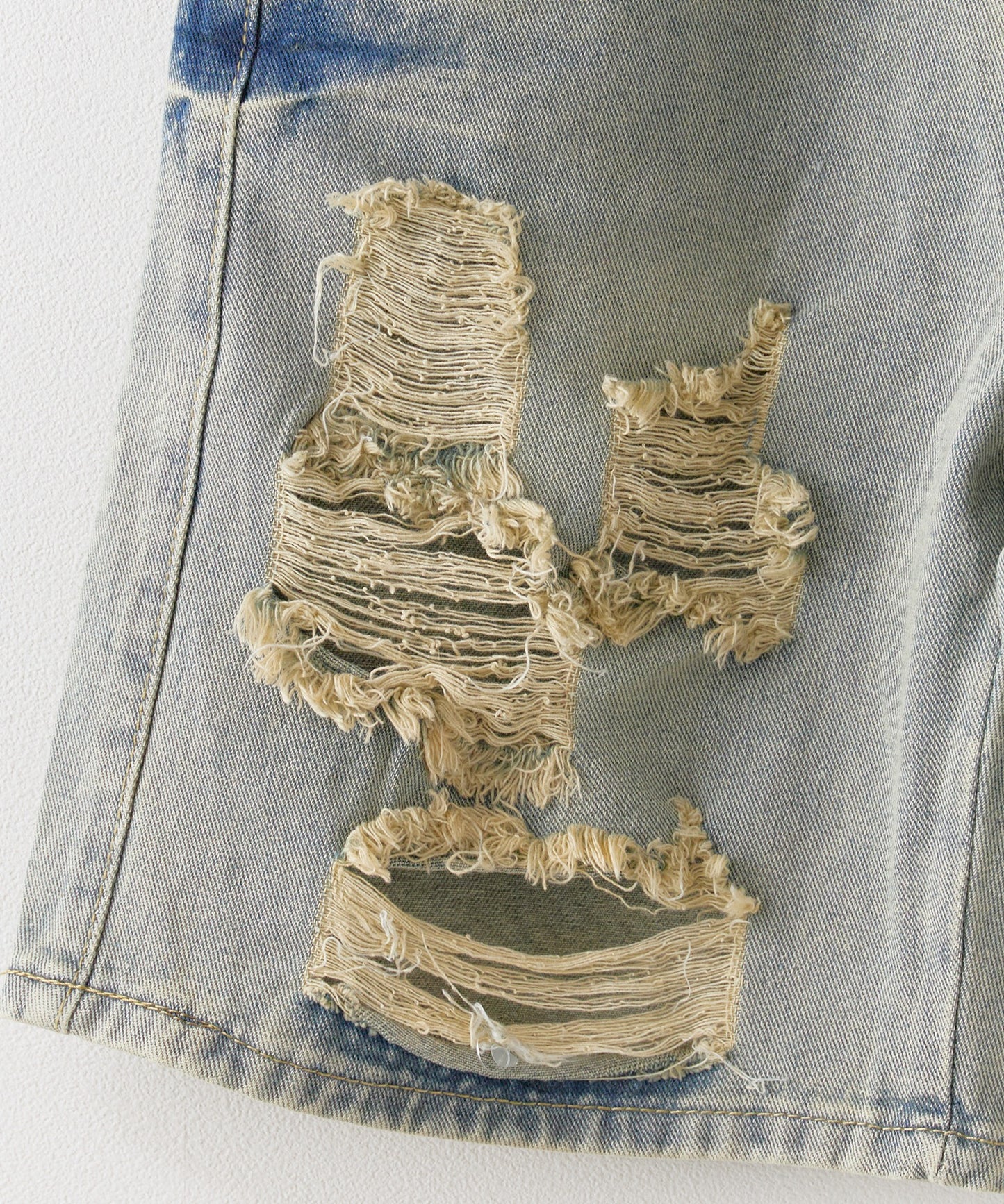 Chick / Damage Denim Half Pants ヴィンテージデニム風 ダメージ加工パンツ