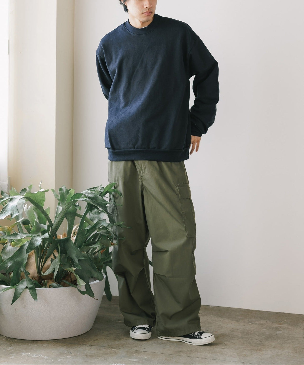 Los Angels Apparel / 14oz L/S HEAVY FLEECE PO CREW [NAVY] – ROOP TOKYO