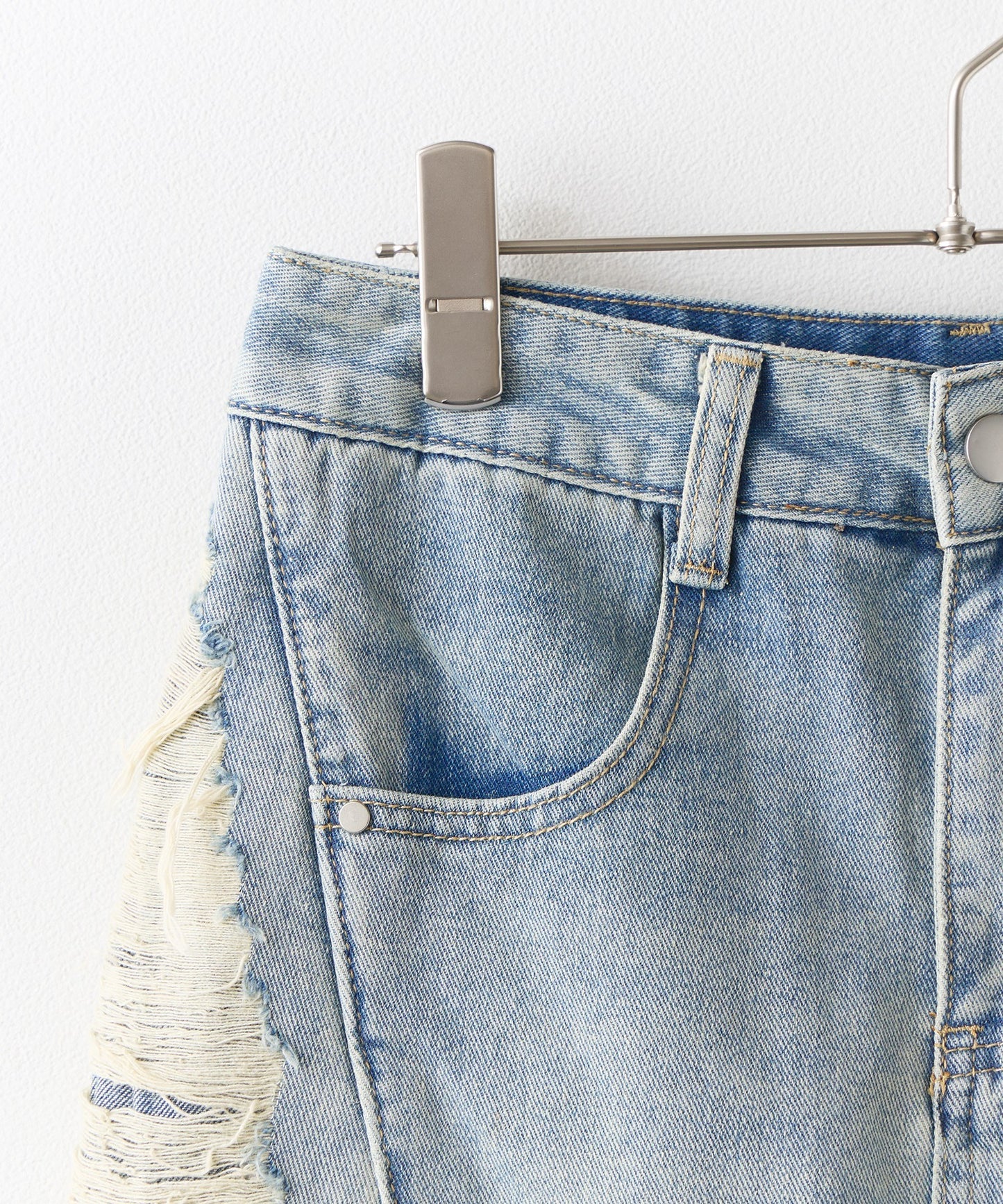 CHICK / Side Damage Denim Mini Skirt