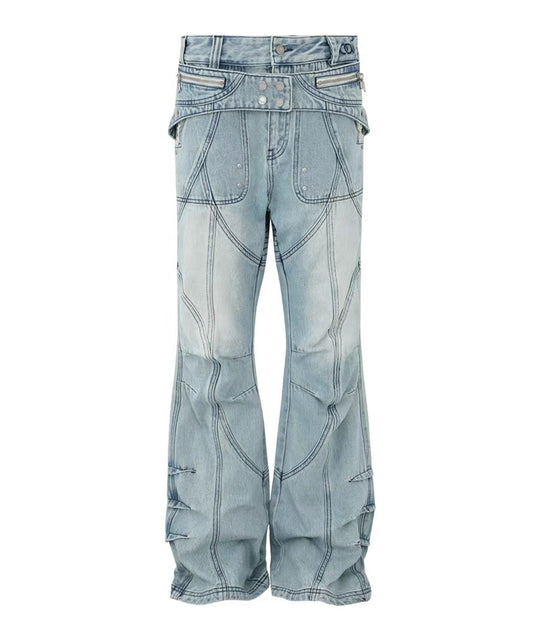 PANQ / 2024FW Washed Deconstruct Belt Jeans デニムパンツ