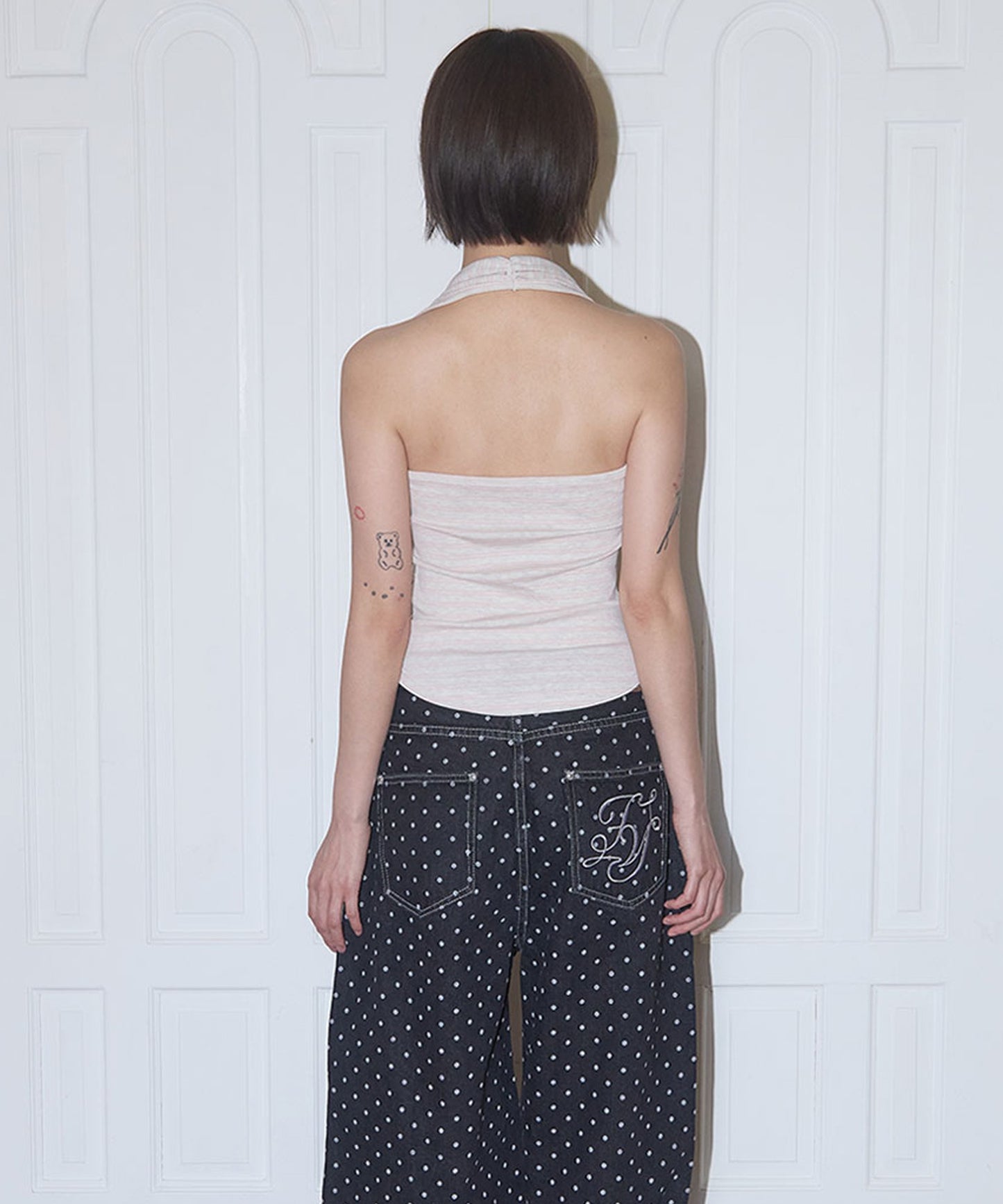 FANCY CLUB / Stripe Open-back Halterneck ホールターネック トップス