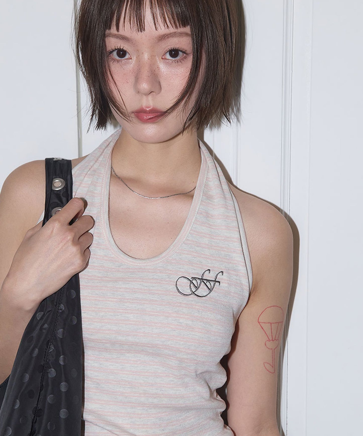 FANCY CLUB / Stripe Open-back Halterneck ホールターネック トップス