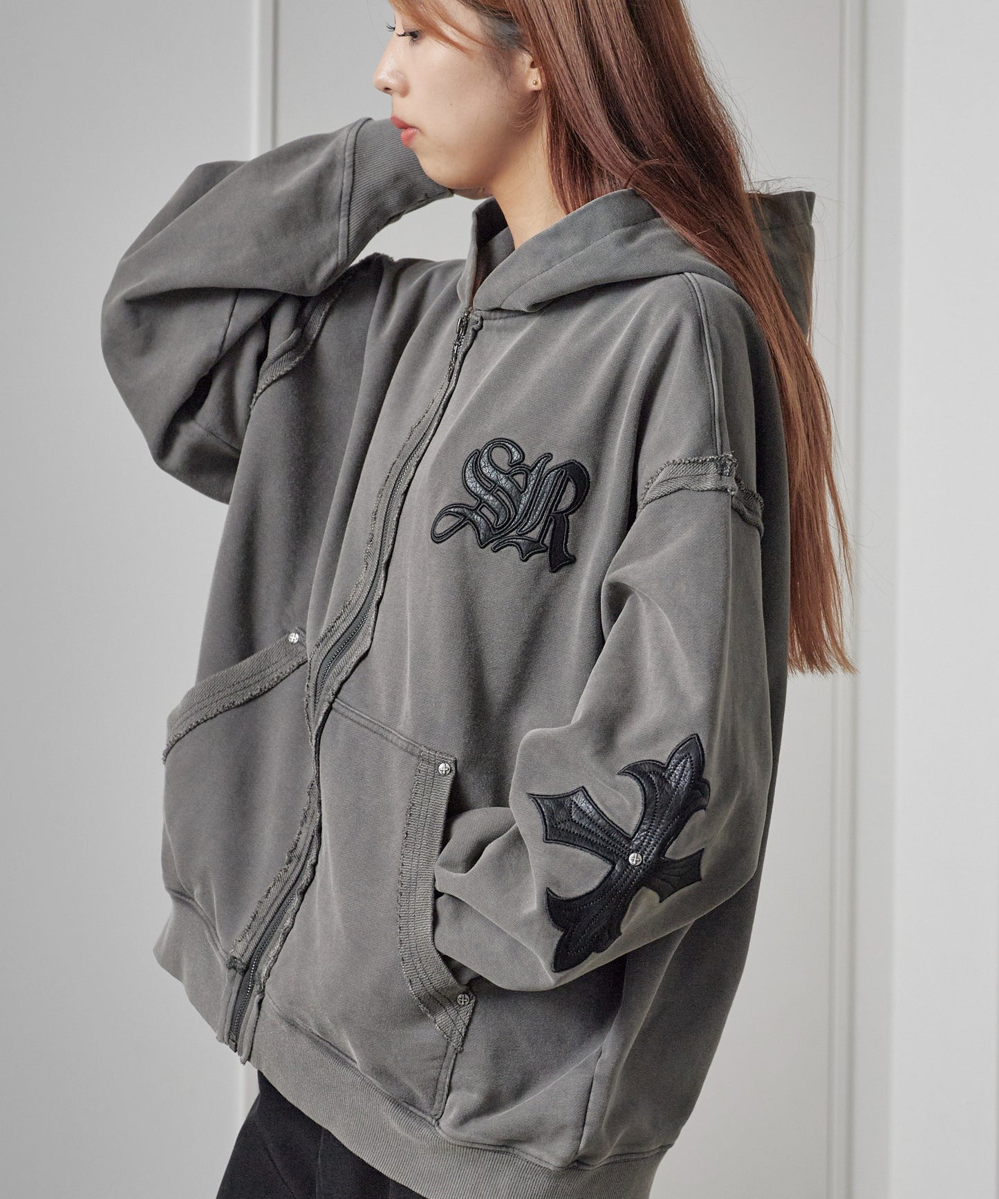 SUPPLIER/サプライヤー Fleur Leather Patch hoodie