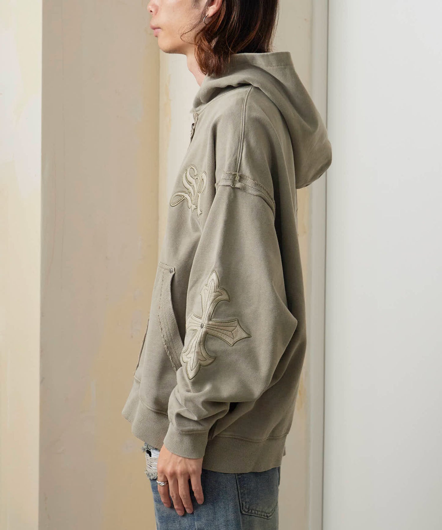 SUPPLIER/サプライヤー Fleur Leather Patch hoodie