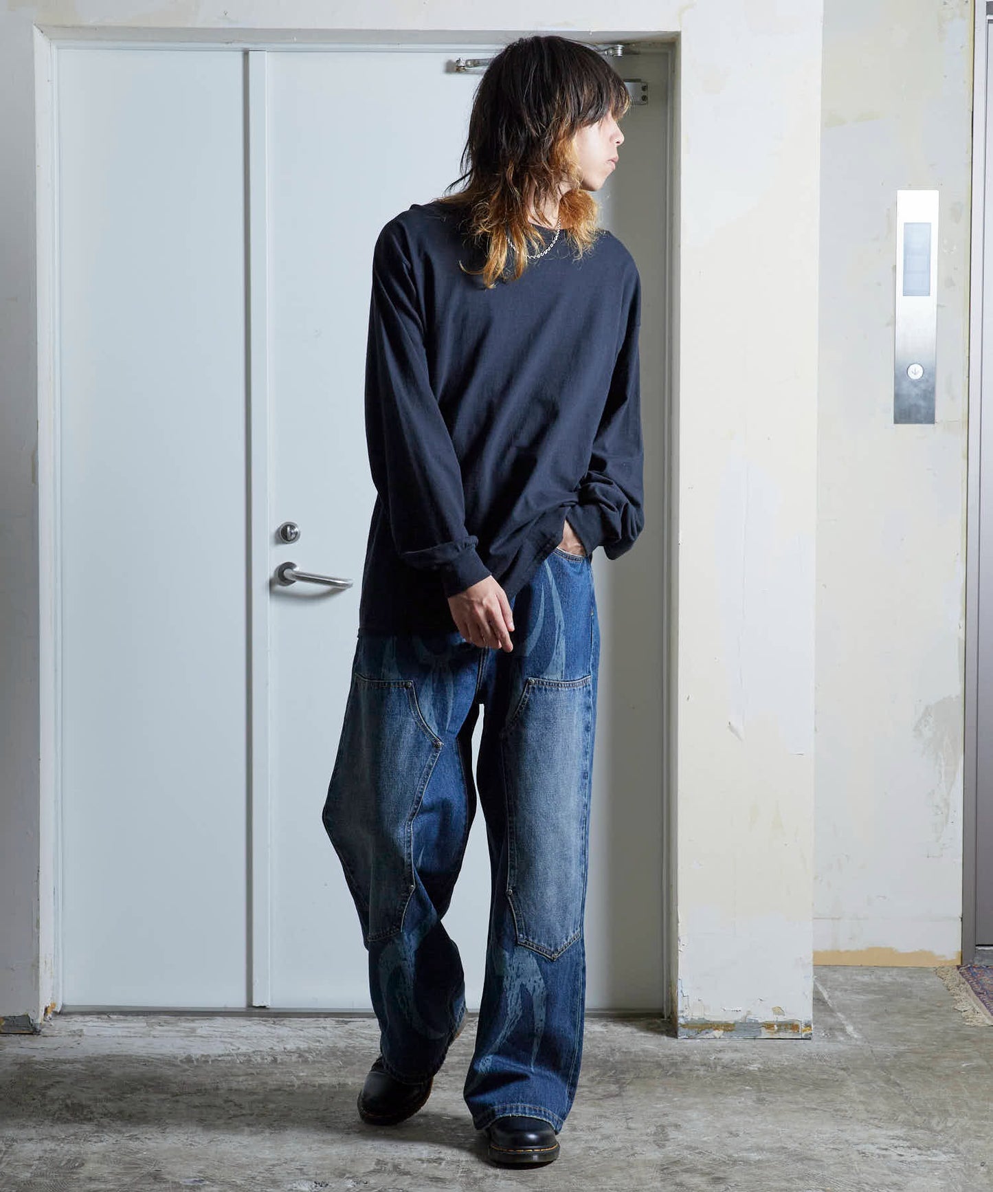 SUPPLIER / Vintage Wash Tribal Double Knee Baggy Jeans