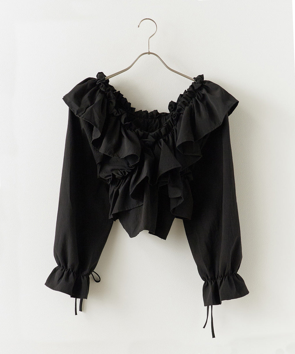 ROOPTOKYO / ショート丈 オフショル クロスリボンブラウス キャンディースリーブ