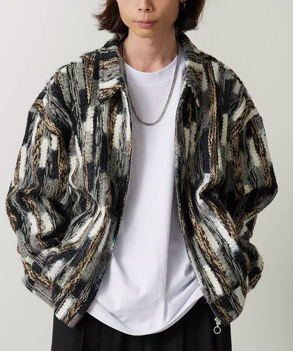 ALL RUNS / ストライプミックスニット ジップアップブルゾン