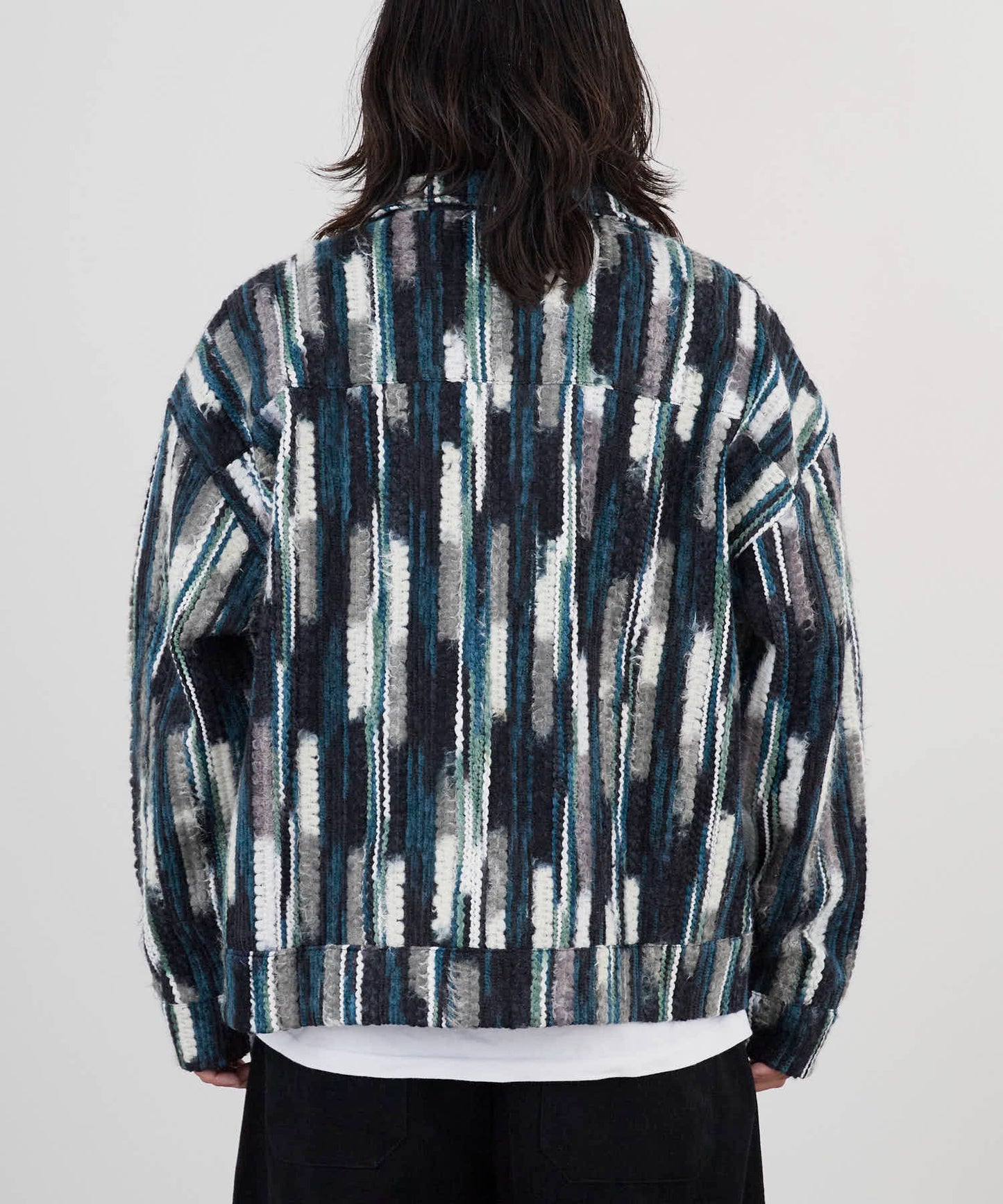 ALL RUNS / ストライプミックスニット ジップアップブルゾン