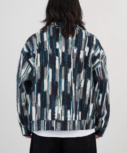 ALL RUNS / ストライプミックスニット ジップアップブルゾン