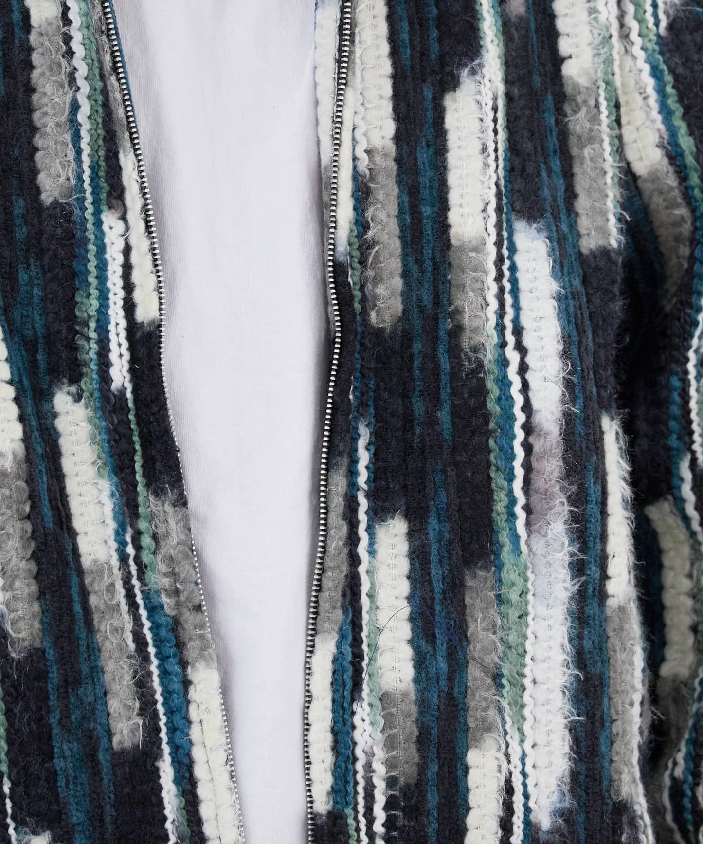 ALL RUNS / ストライプミックスニット ジップアップブルゾン