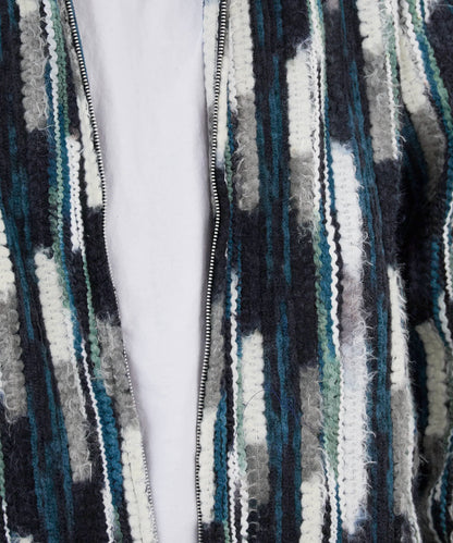 ALL RUNS / ストライプミックスニット ジップアップブルゾン