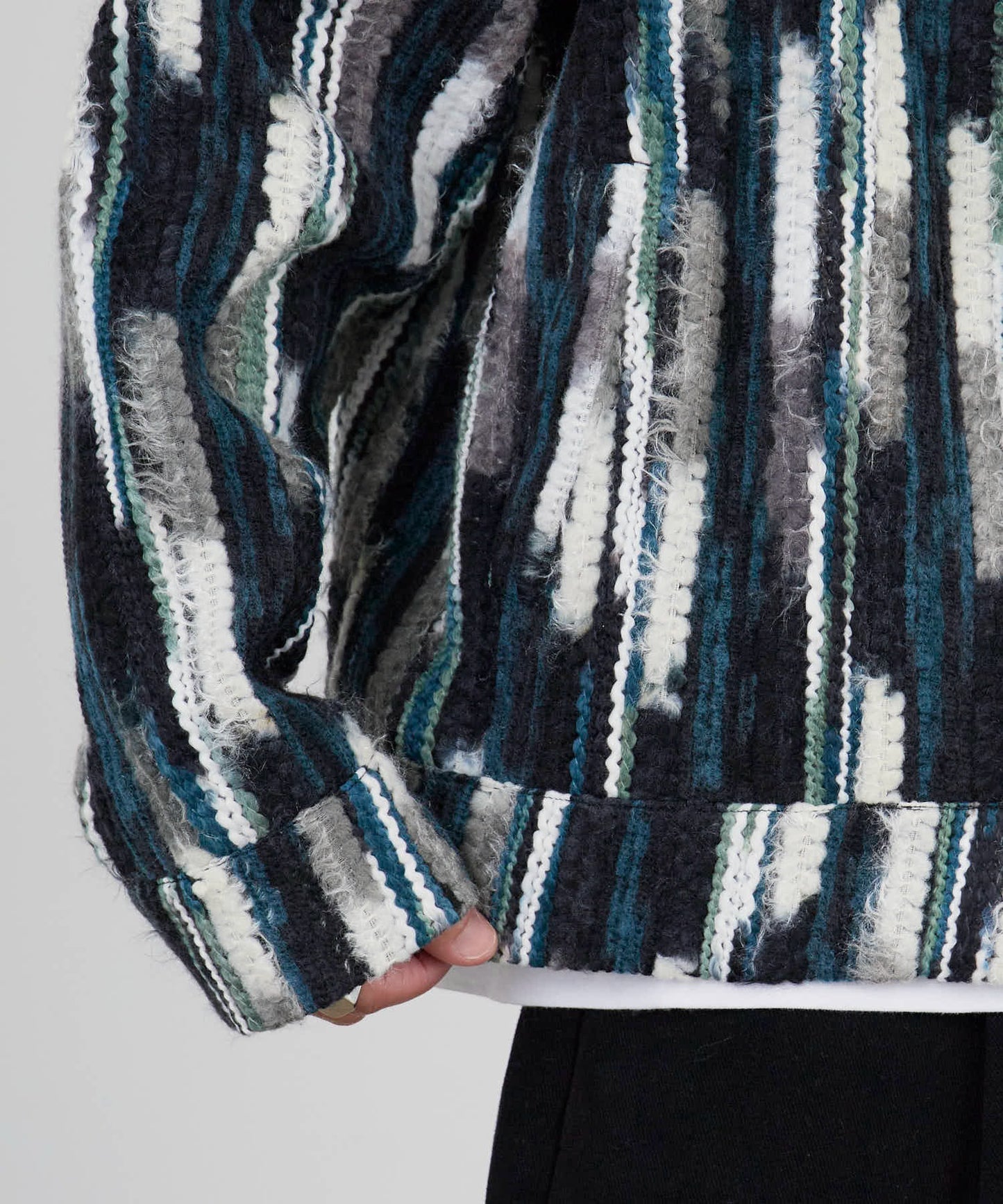 ALL RUNS / ストライプミックスニット ジップアップブルゾン