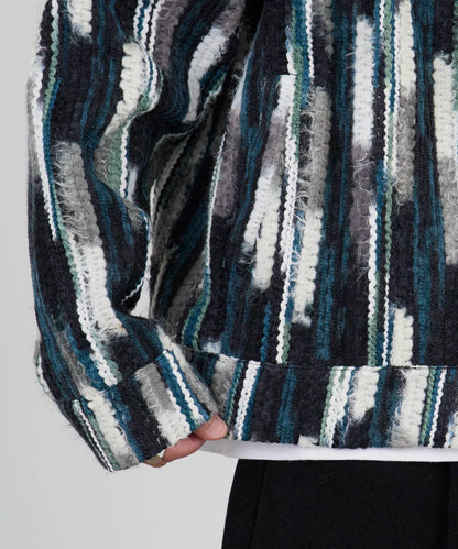 ALL RUNS / ストライプミックスニット ジップアップブルゾン