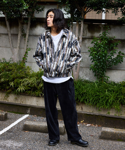 ALL RUNS / ストライプミックスニット ジップアップブルゾン