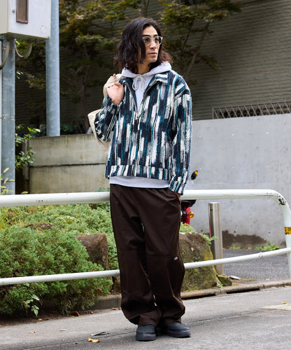 ALL RUNS / ストライプミックスニット ジップアップブルゾン