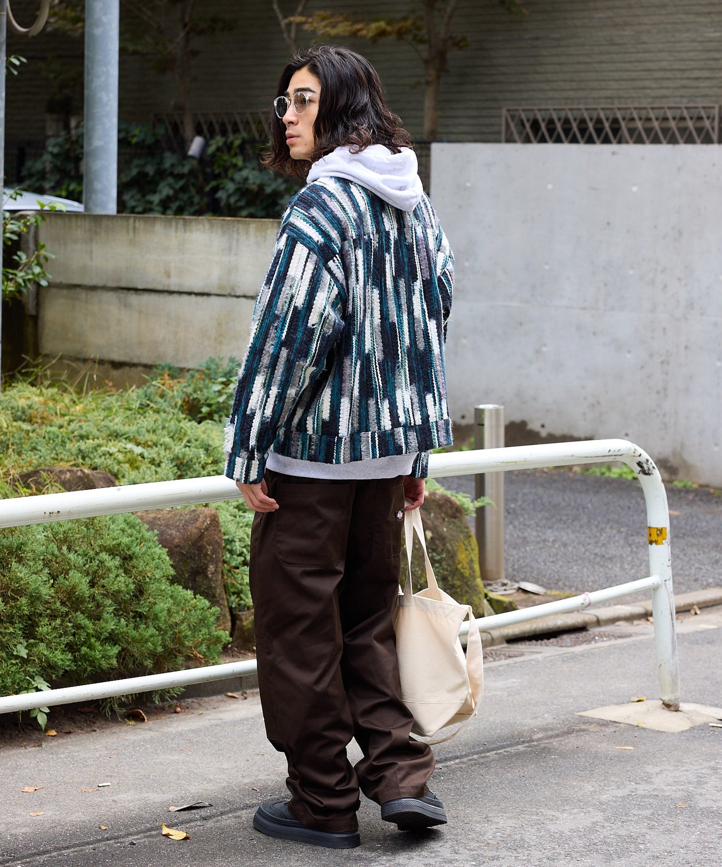 ALL RUNS / ストライプミックスニット ジップアップブルゾン