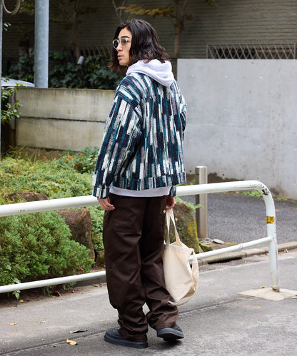 ALL RUNS / ストライプミックスニット ジップアップブルゾン