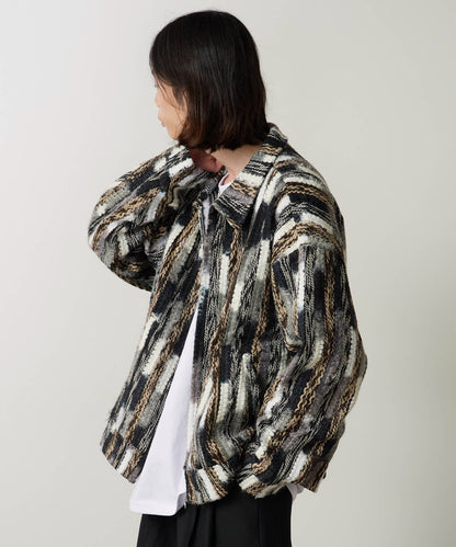 ALL RUNS / ストライプミックスニット ジップアップブルゾン