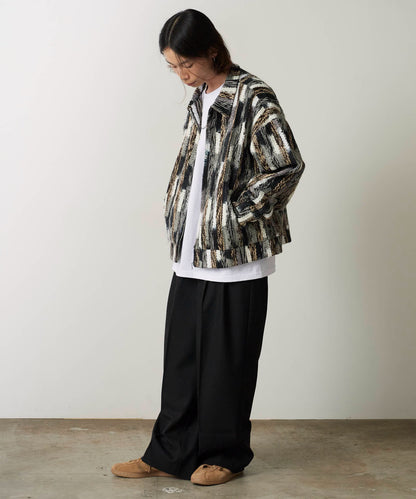 ALL RUNS / ストライプミックスニット ジップアップブルゾン