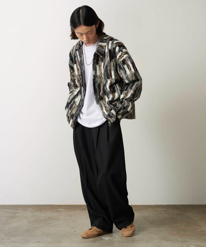 ALL RUNS / ストライプミックスニット ジップアップブルゾン