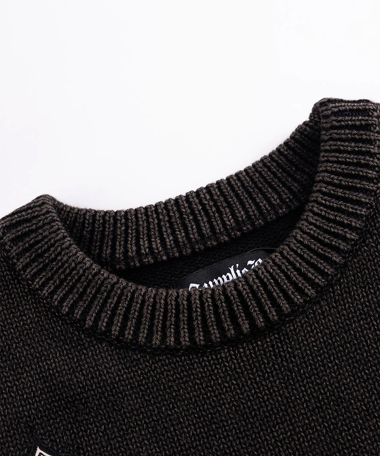 SUPPLIER / Dietressed Multiple Cross Leather patch Crew Knit