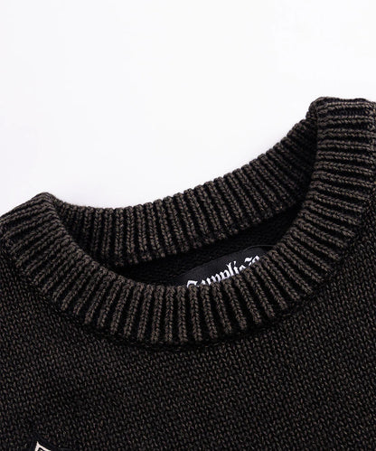 SUPPLIER / Dietressed Multiple Cross Leather patch Crew Knit