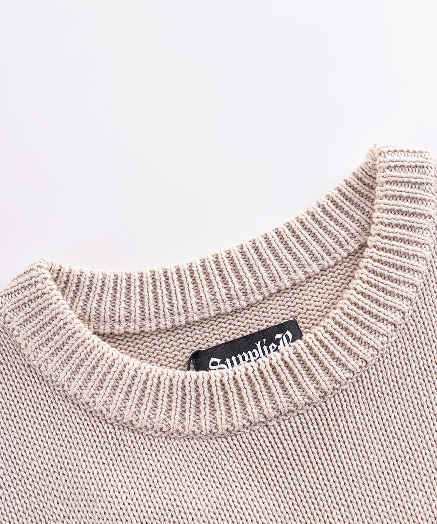 SUPPLIER / Dietressed Multiple Cross Leather patch Crew Knit