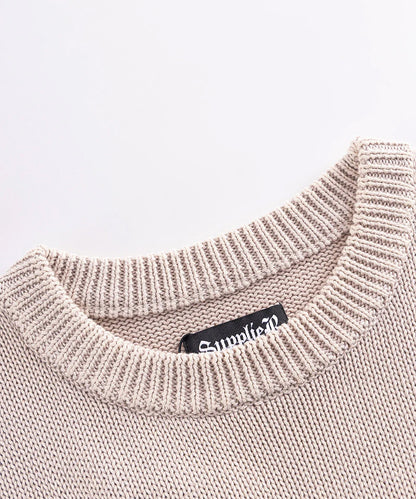 SUPPLIER / Dietressed Multiple Cross Leather patch Crew Knit