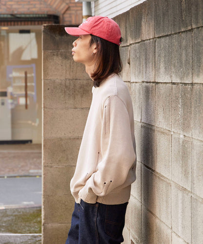 SUPPLIER / Dietressed Multiple Cross Leather patch Crew Knit