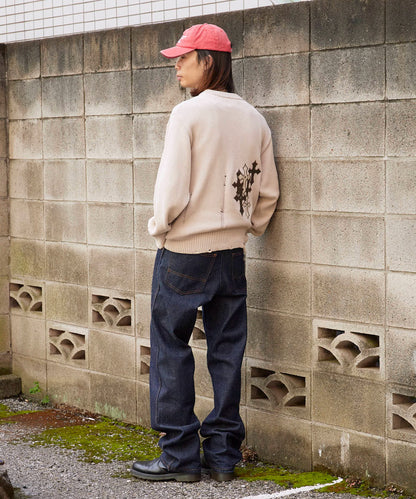 SUPPLIER / Dietressed Multiple Cross Leather patch Crew Knit