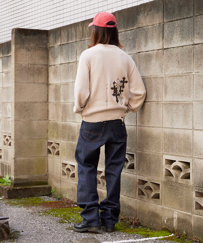 SUPPLIER / Dietressed Multiple Cross Leather patch Crew Knit